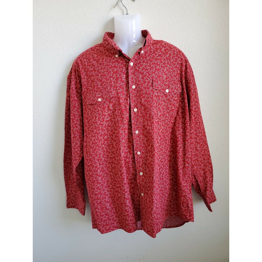 Used Roper Wear the West Red Mens Button Down Shirt Sz XL Long Sleeve 100 Cotton